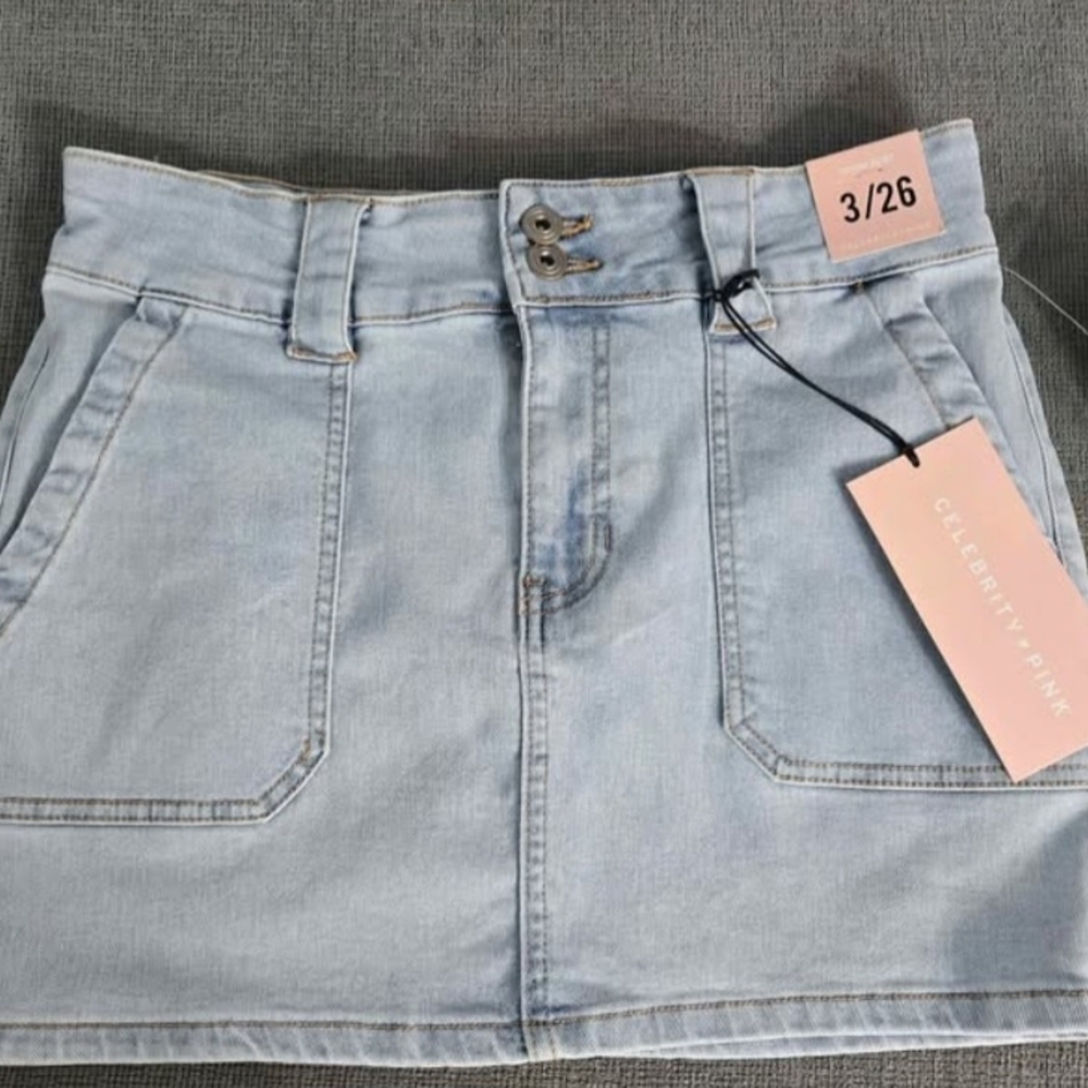 NWT!!! Celebrity Pink Brand Light Blue Denim Mini Skirt